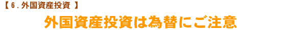 【外国資産投資】　外国資産投資は為替にご注意